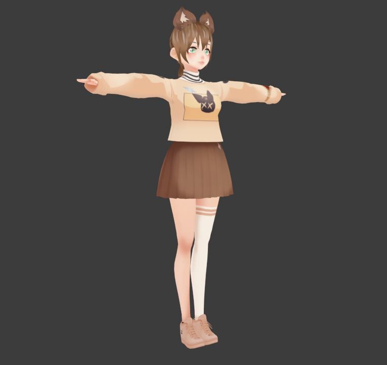 SciFi 3d anime kawaii girl character c10 Low-poly 3D model_1