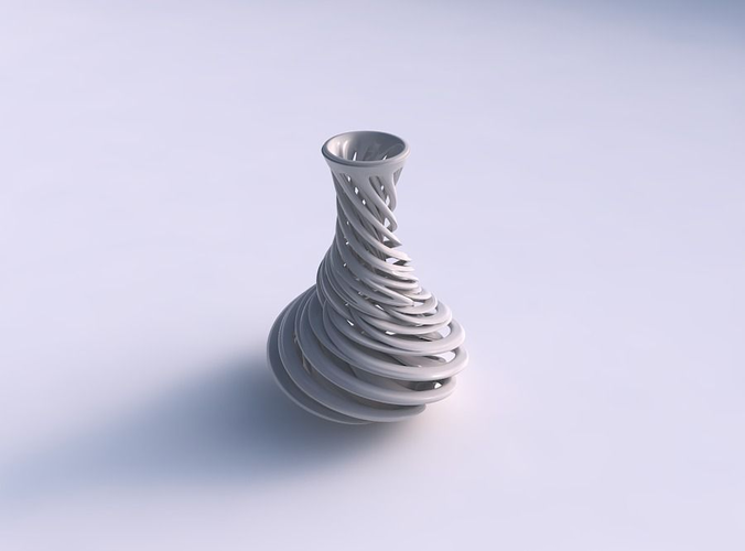 Vase twisted slim spherical bottom with beveled intertwining lines very twisted and tapered 2