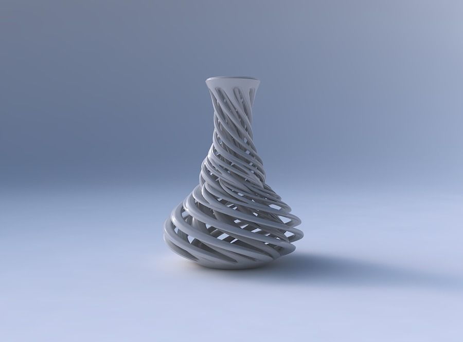 Vase twisted slim spherical bottom with beveled intertwining ... 3D print model_4