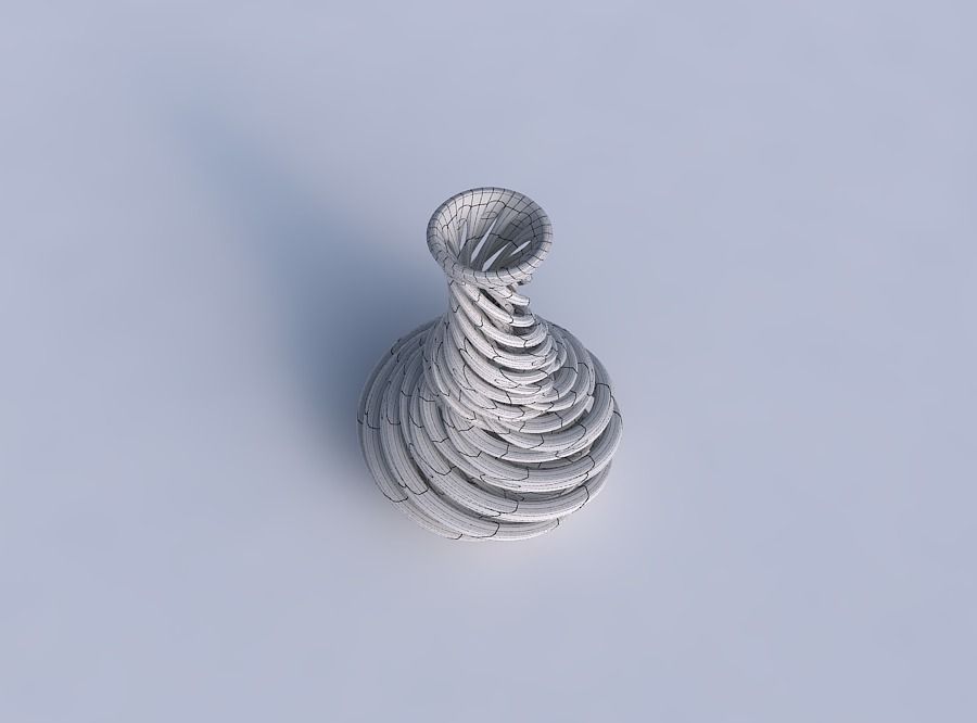 Vase twisted slim spherical bottom with beveled intertwining ... 3D print model_6