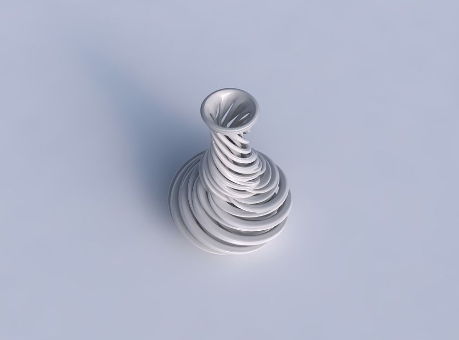 Vase twisted slim spherical bottom with beveled intertwining ... 3D print model_1