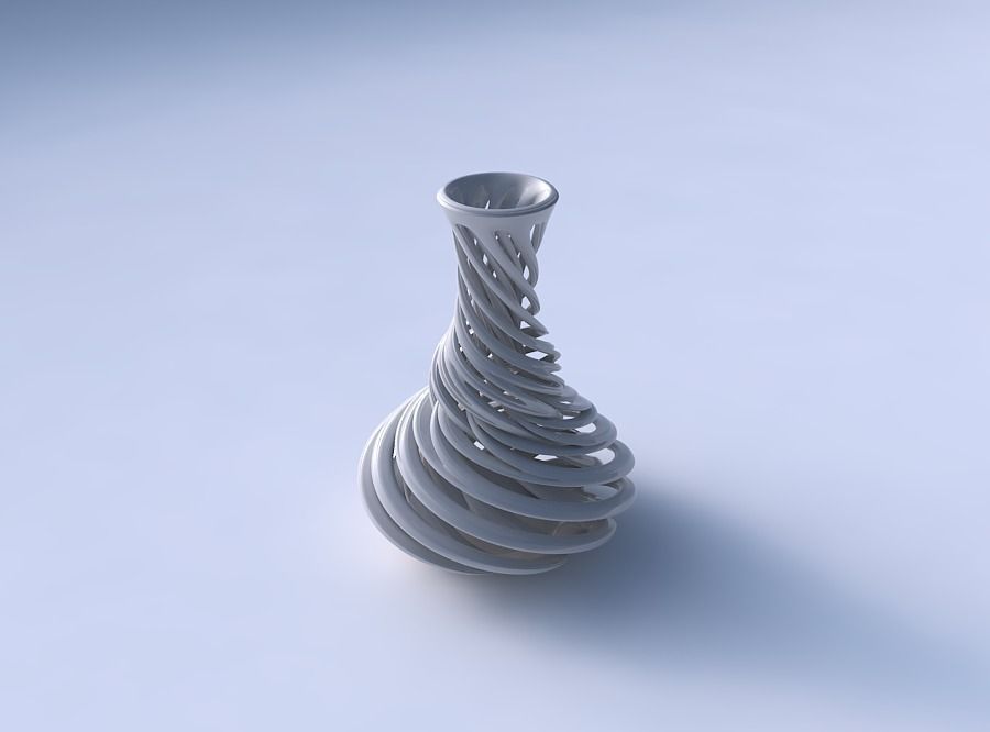 Vase twisted slim spherical bottom with beveled intertwining ... 3D print model_3