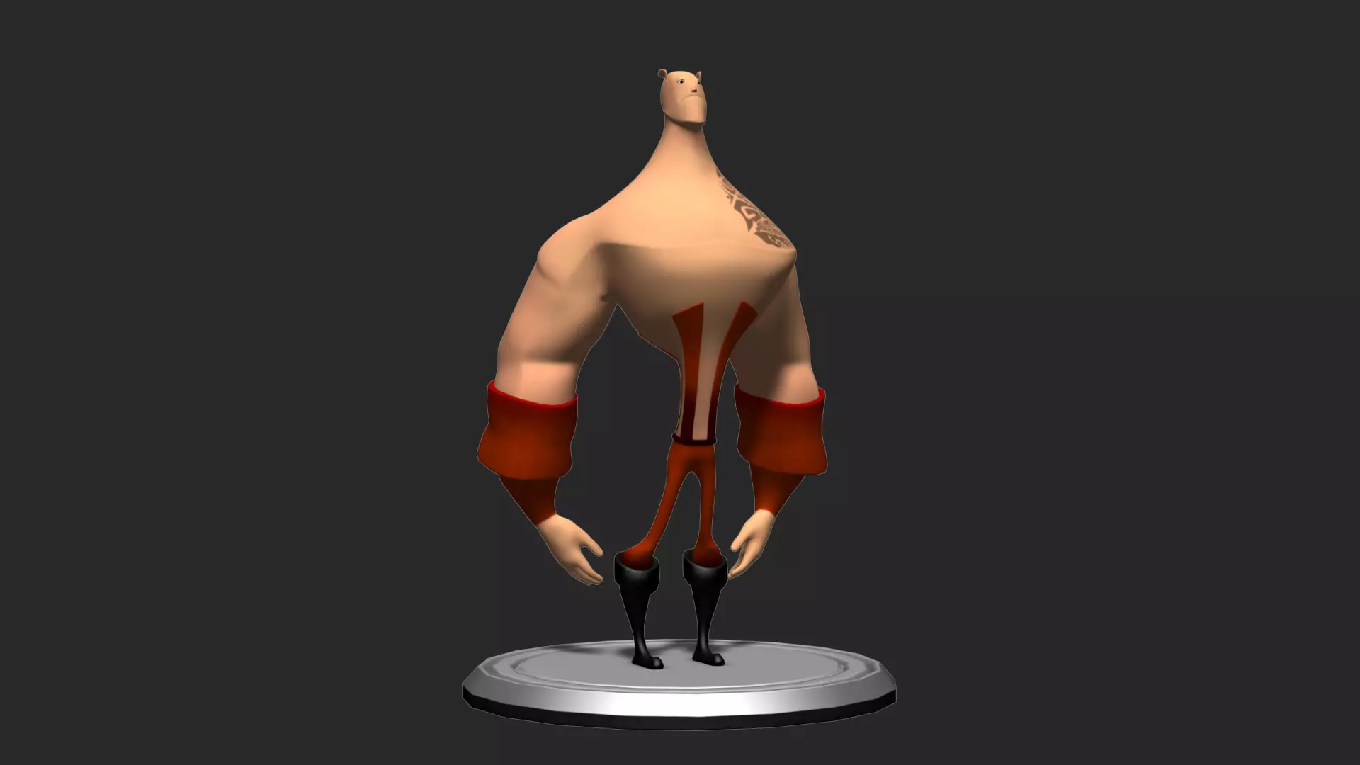 Cartoon bodybuilder character Low-poly 3D model_0