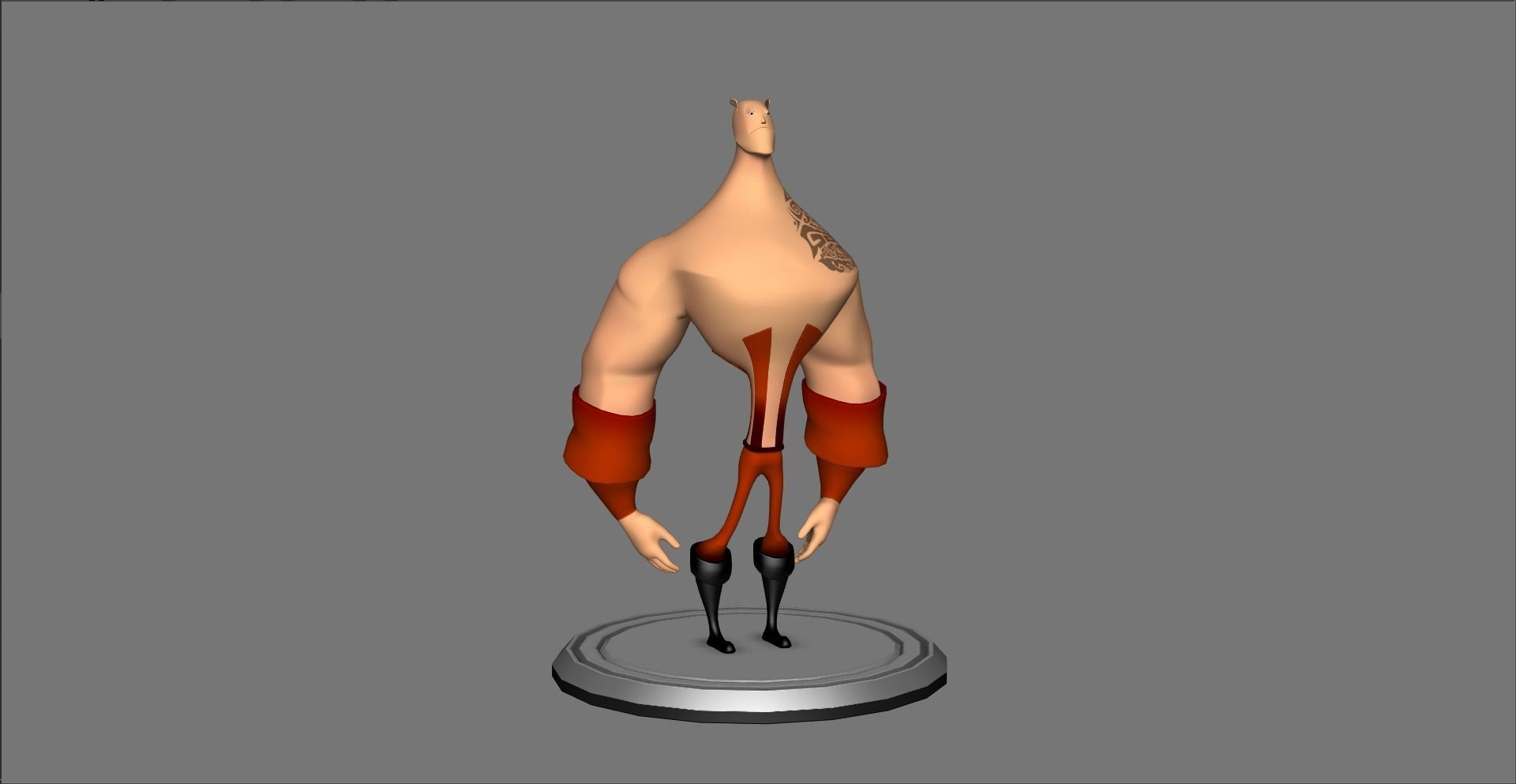 Cartoon bodybuilder character Low-poly 3D model_10