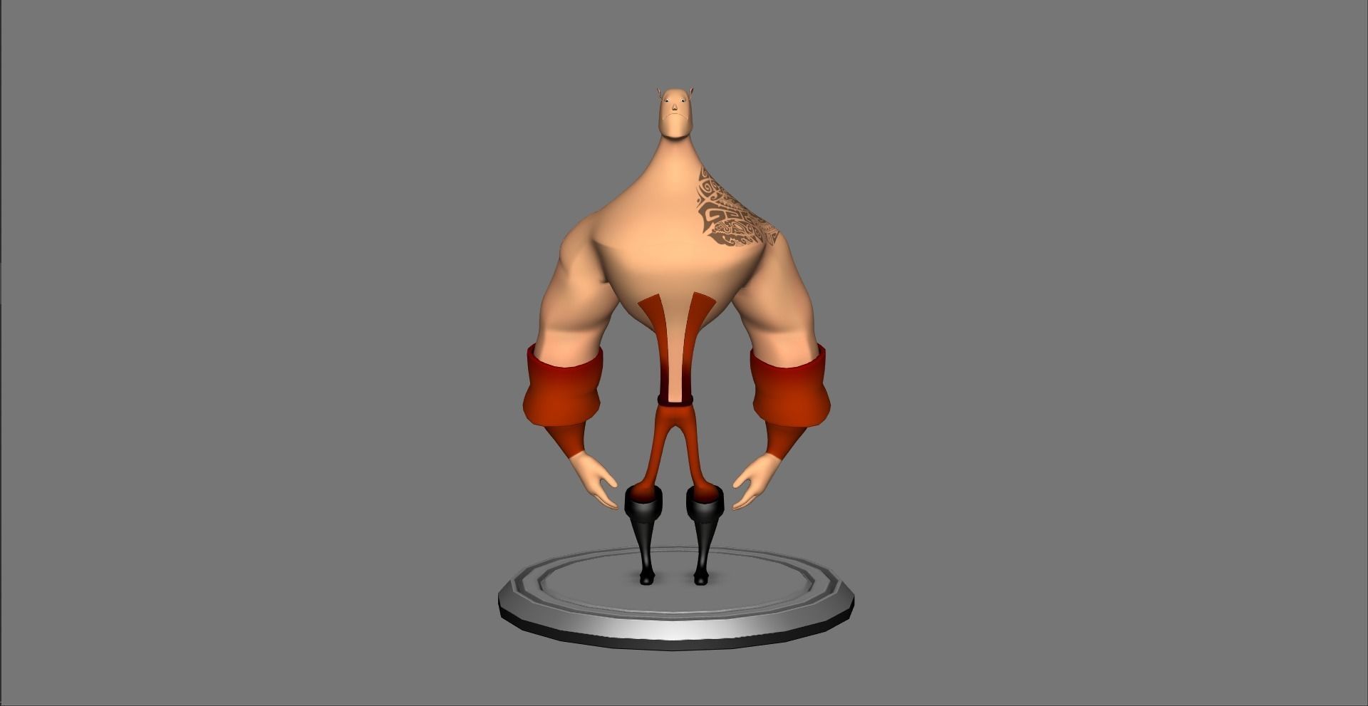 Cartoon bodybuilder character Low-poly 3D model_6