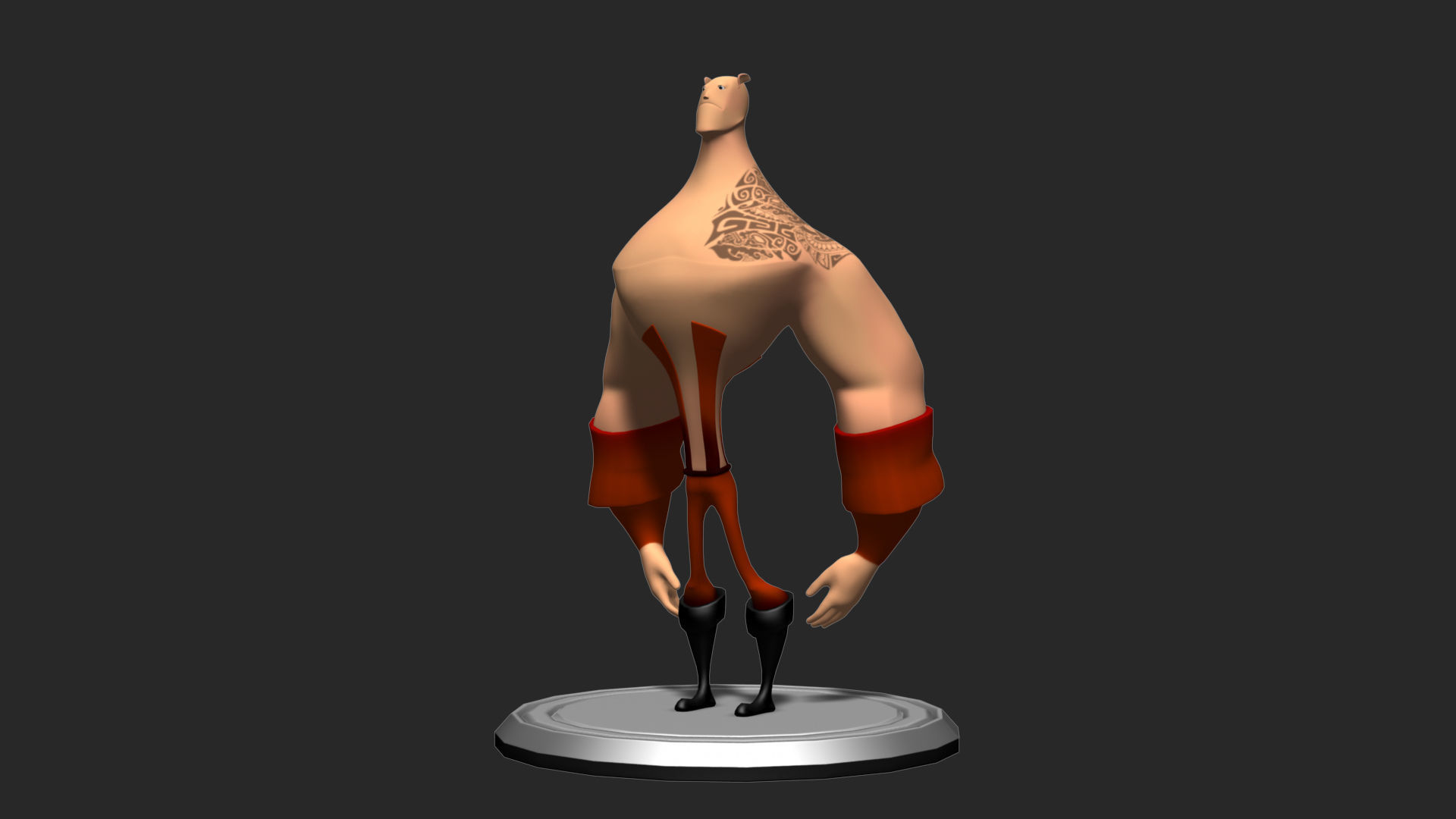 Cartoon bodybuilder character Low-poly 3D model_1