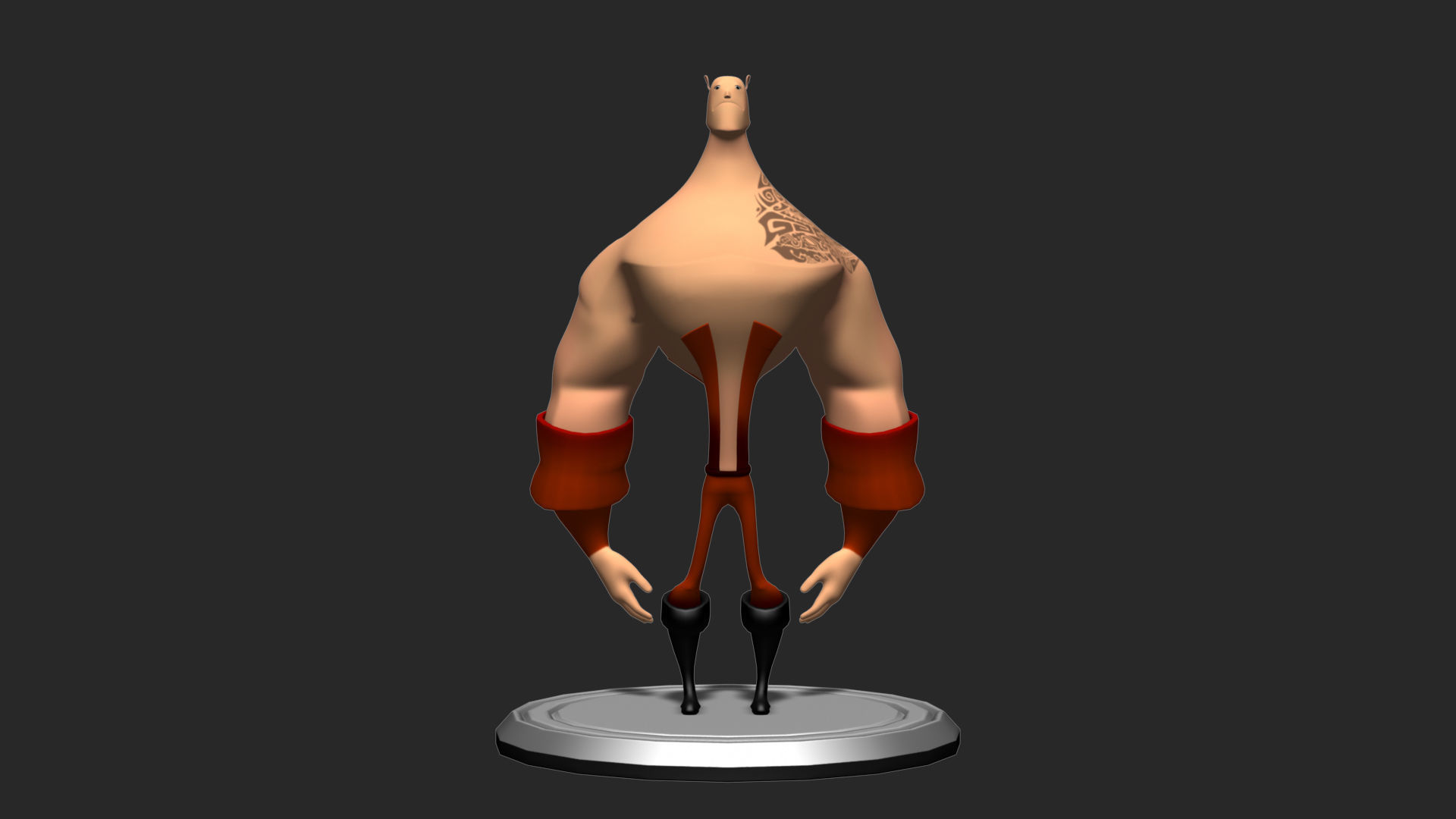 Cartoon bodybuilder character Low-poly 3D model_13