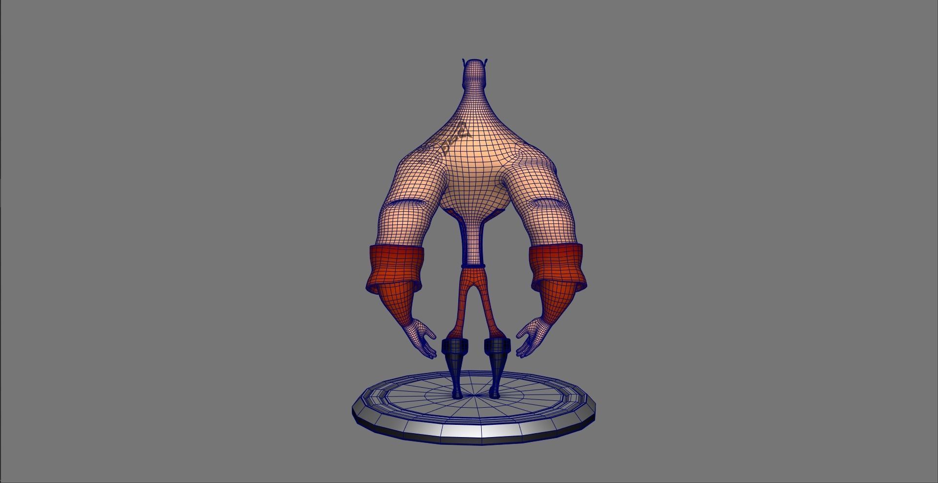 Cartoon bodybuilder character Low-poly 3D model_5