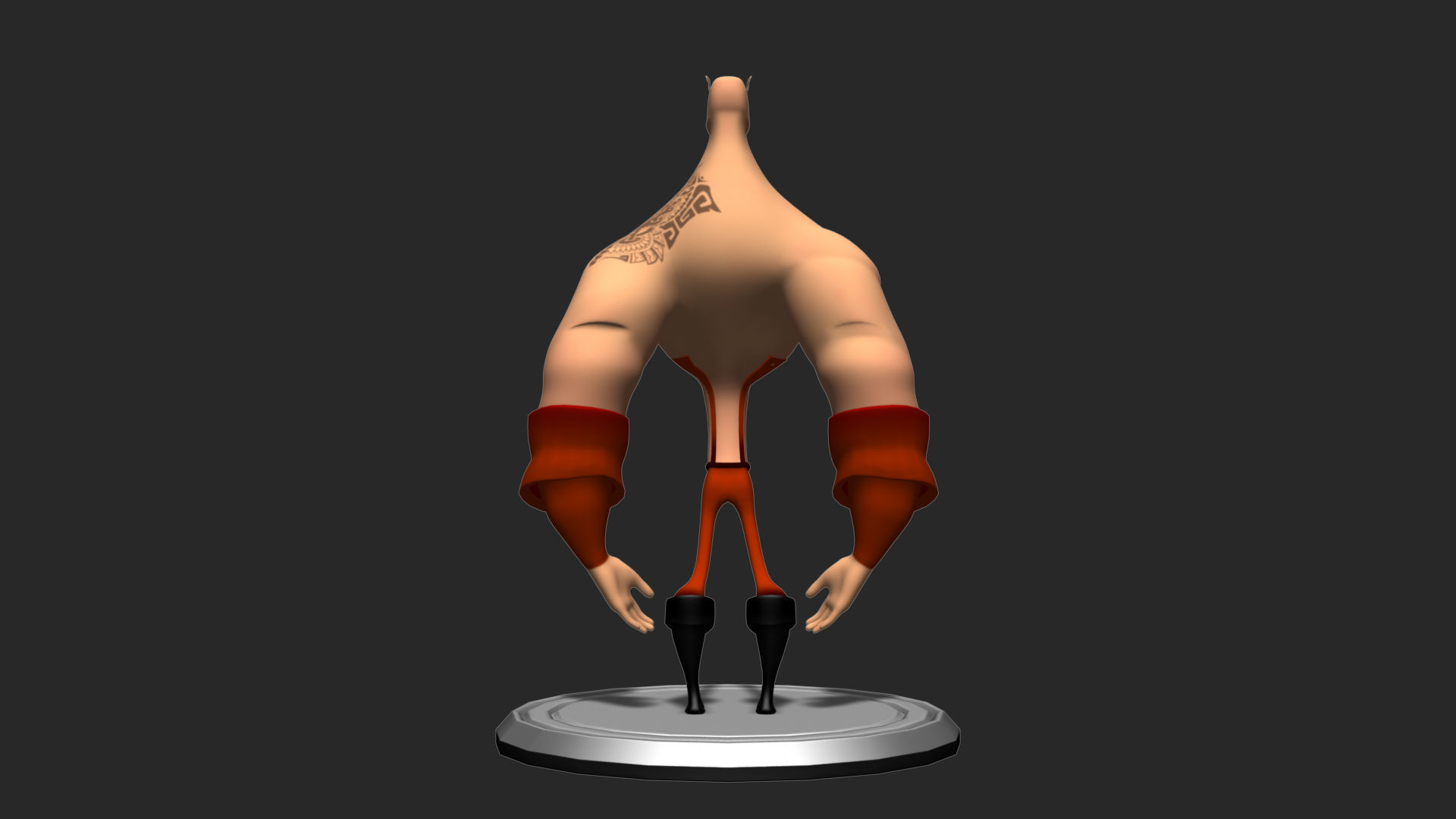Cartoon bodybuilder character Low-poly 3D model_3