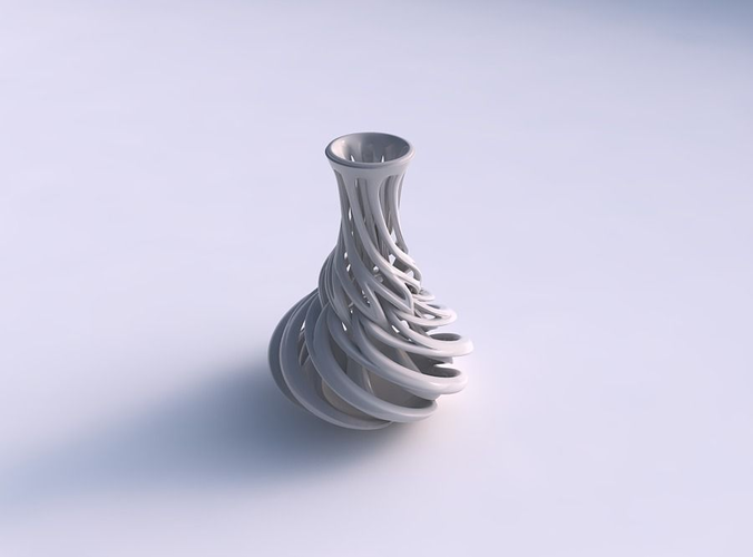 Vase twisted slim spherical bottom with beveled intertwining lines twisted and tapered 2