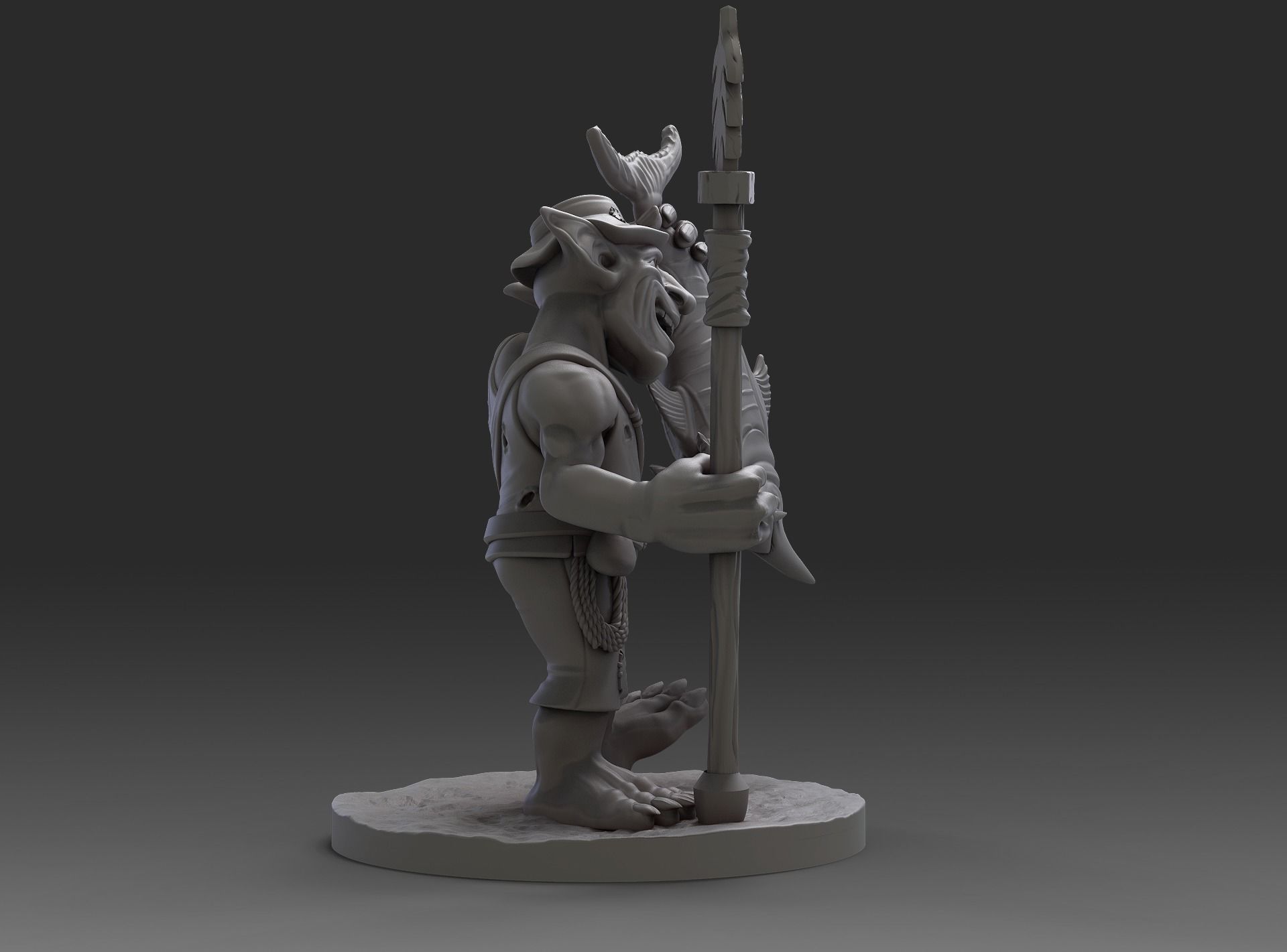 Goblin Fisherman miniature 3D print model_3