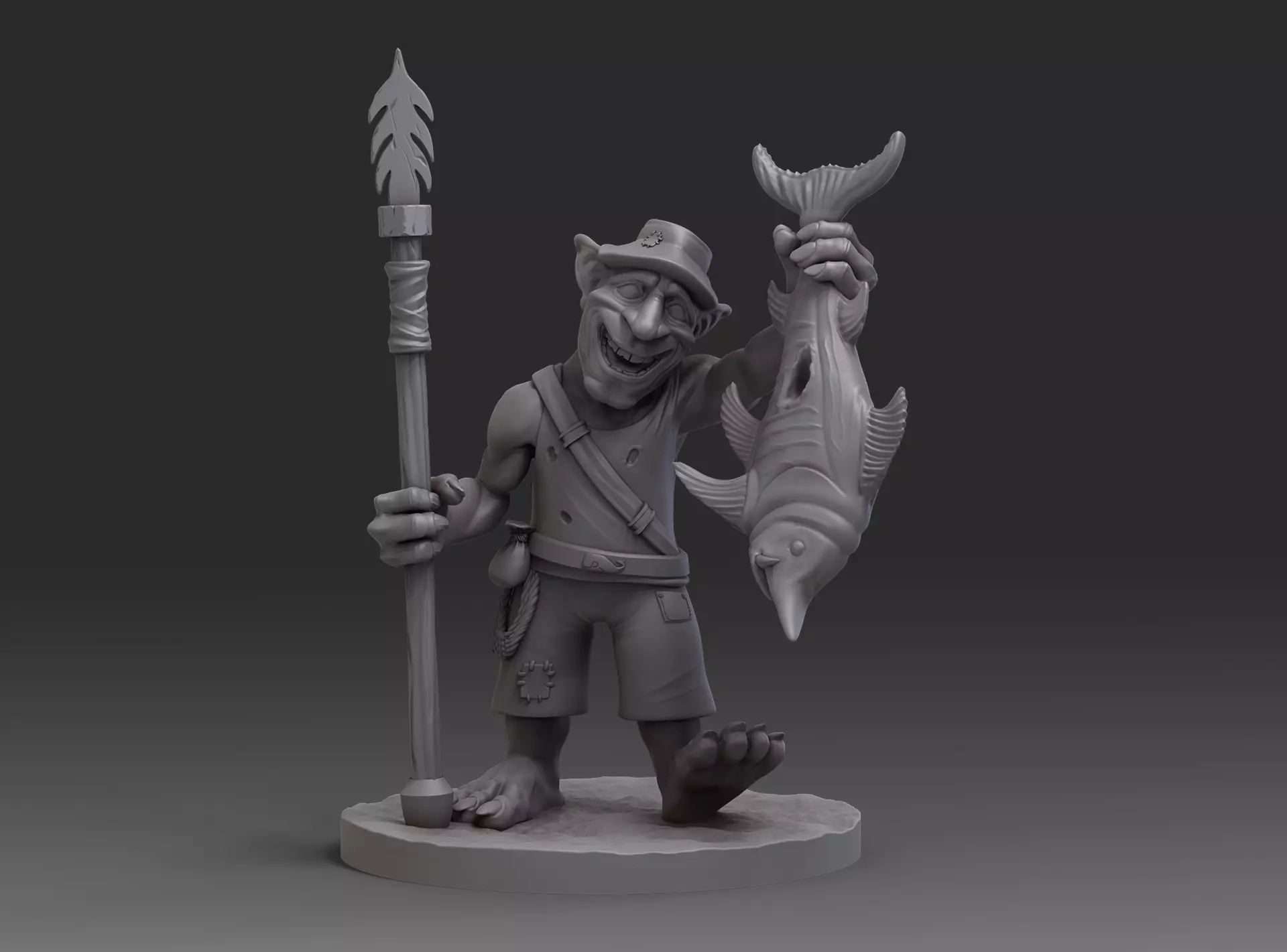 Goblin Fisherman miniature 3D print model_0