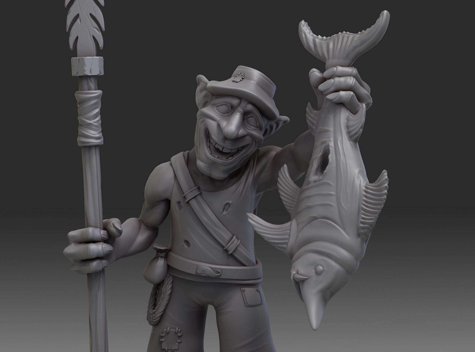 Goblin Fisherman miniature 3D print model_6