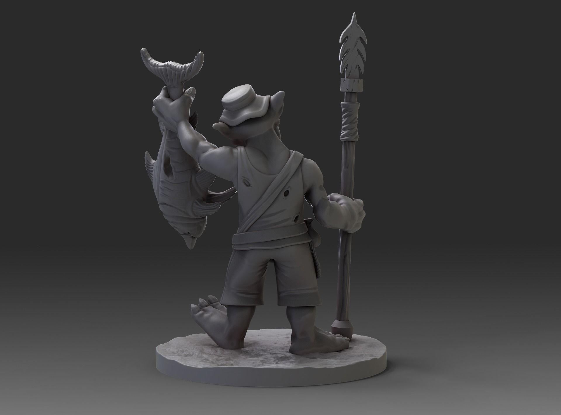 Goblin Fisherman miniature 3D print model_4