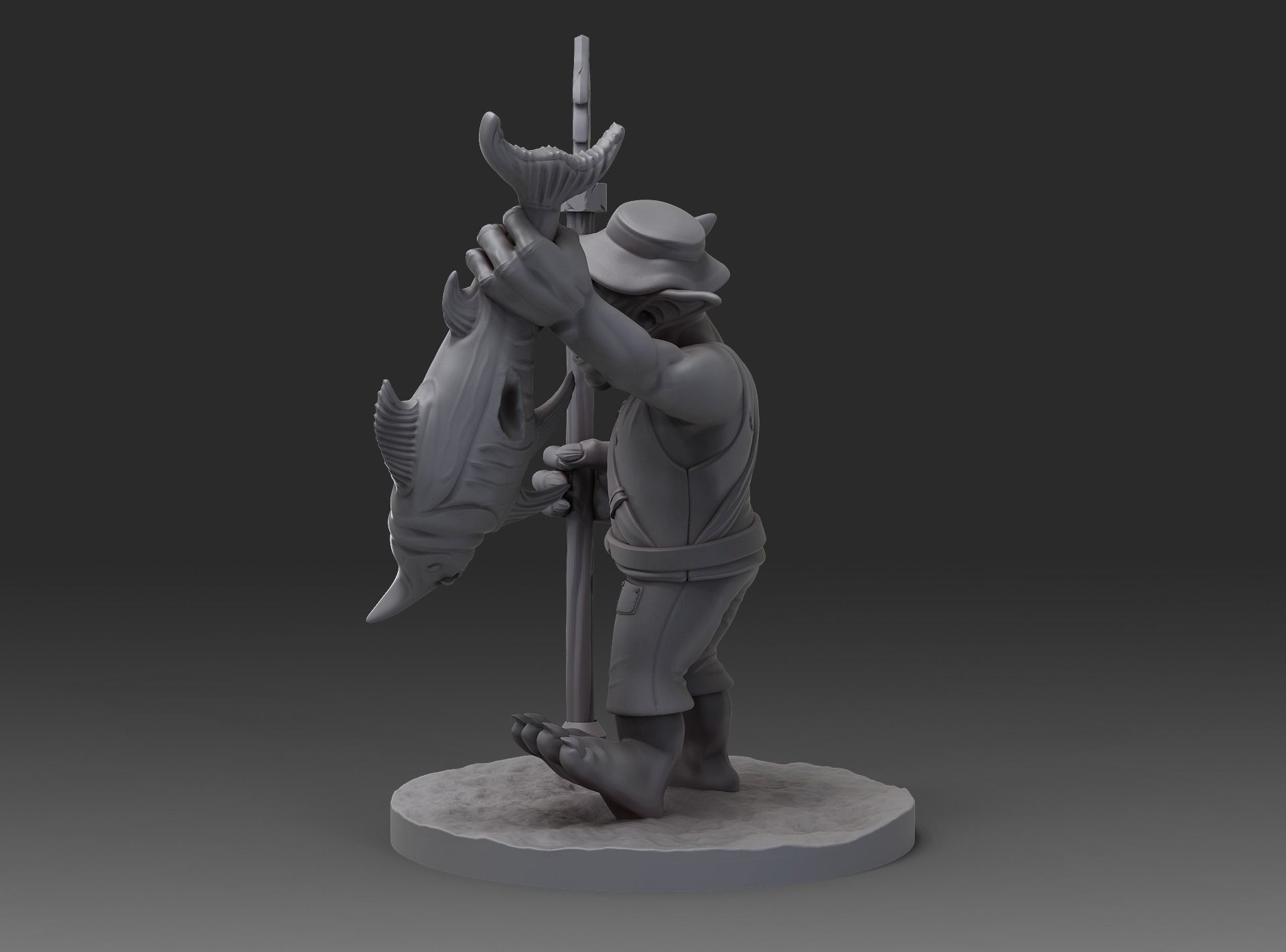 Goblin Fisherman miniature 3D print model_2