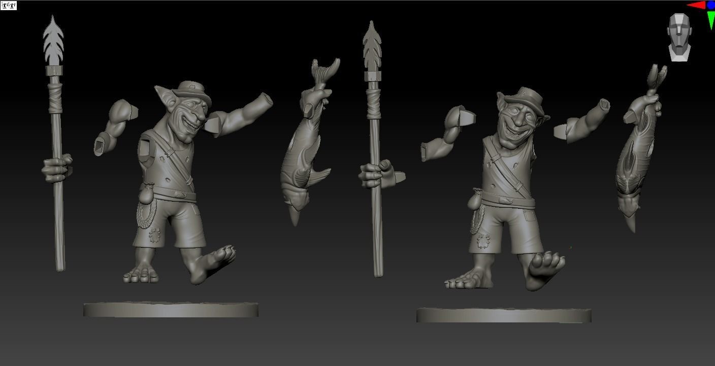 Goblin Fisherman miniature 3D print model_7