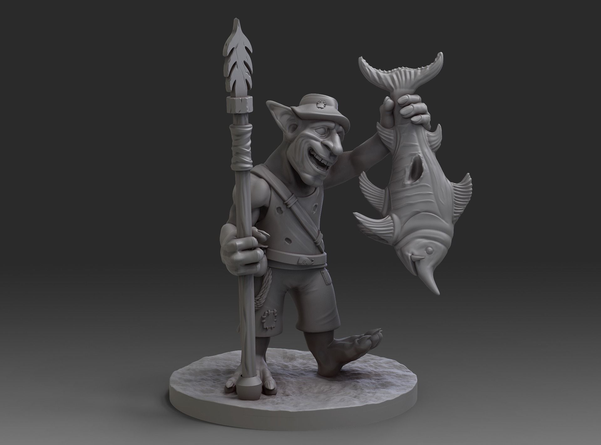 Goblin Fisherman miniature 3D print model_1