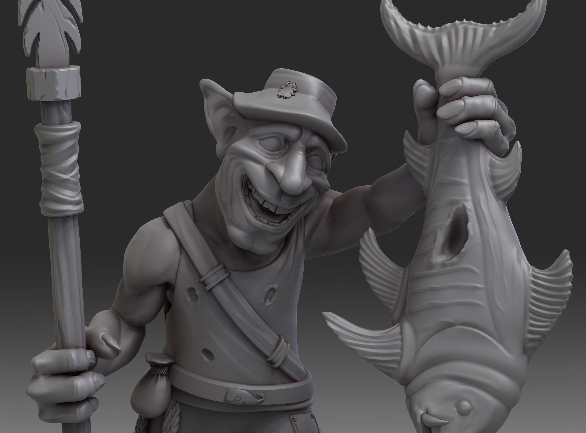 Goblin Fisherman miniature 3D print model_5