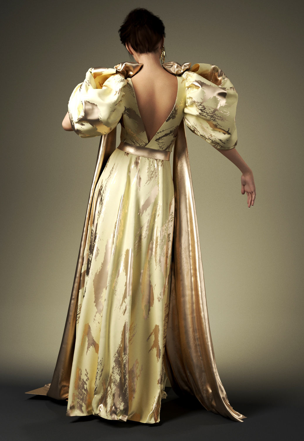 Mdoren evening dress Marvelous Designer an 3DS max 3D model 3D model_5