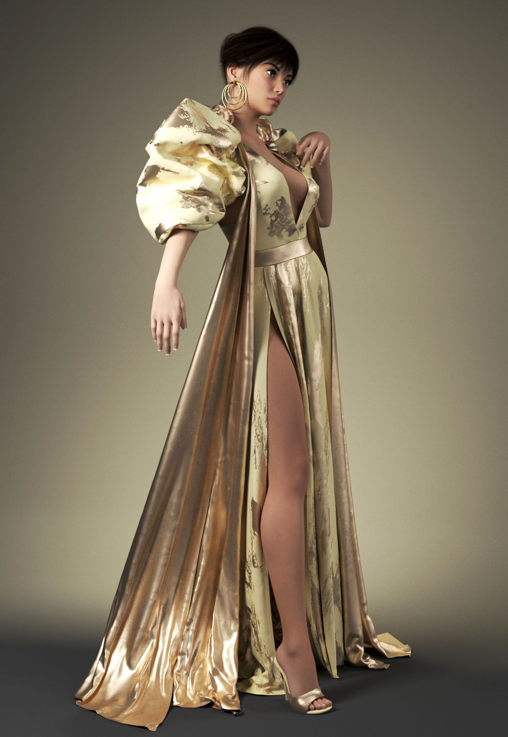 Mdoren evening dress Marvelous Designer an 3DS max 3D model 3D model_6