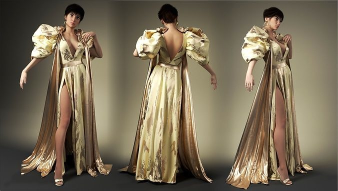 Mdoren evening dress Marvelous Designer an 3DS max 3D model 3D model