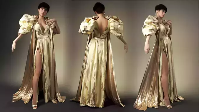 Mdoren evening dress Marvelous Designer an 3DS max 3D model 3D model