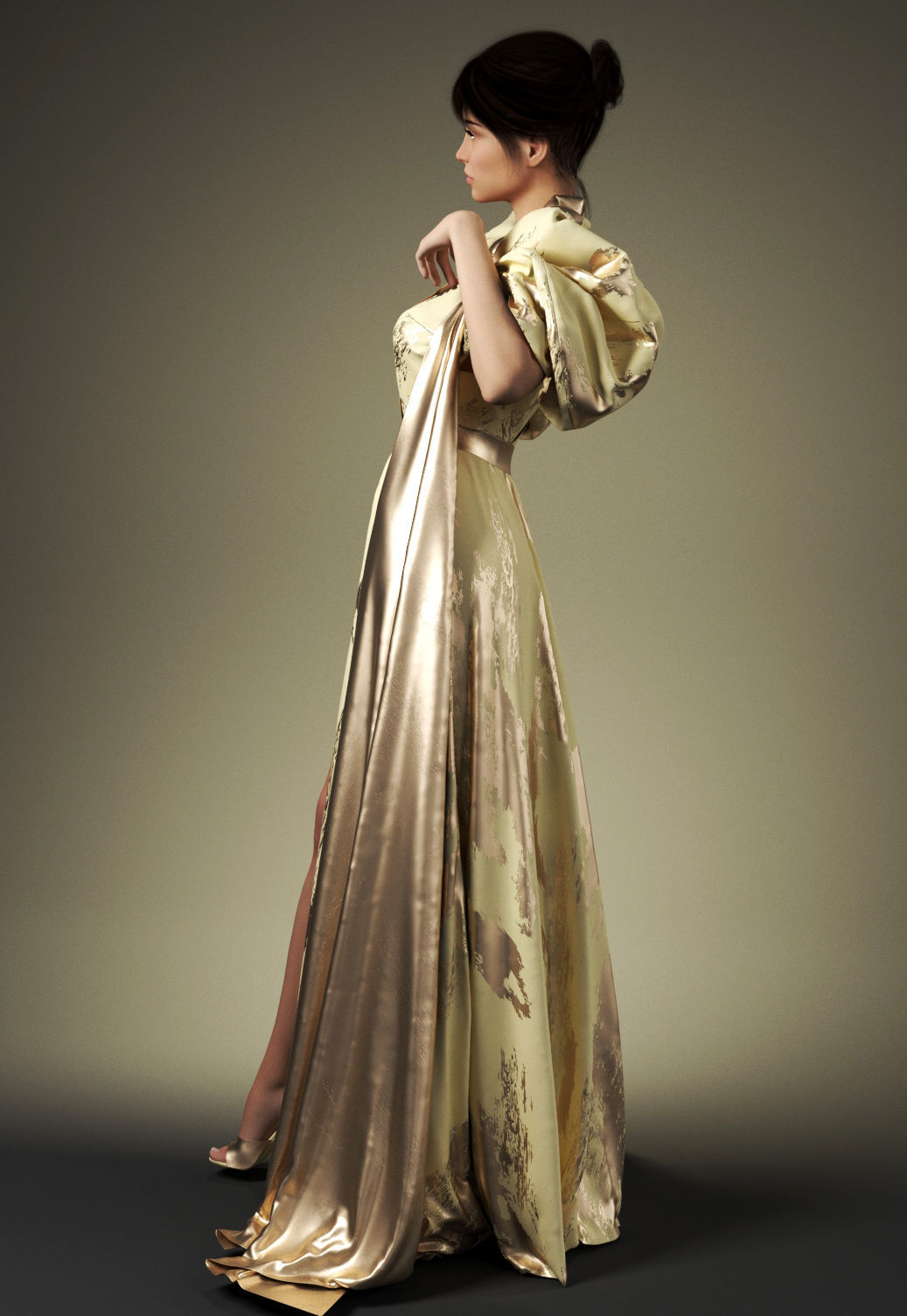 Mdoren evening dress Marvelous Designer an 3DS max 3D model 3D model_4