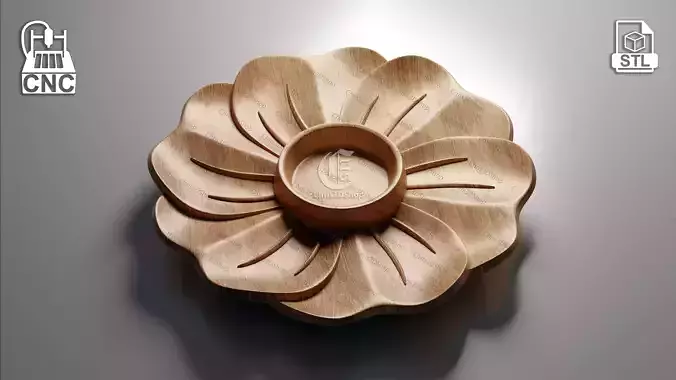 Flower Shaped Tray V2 - 3D STL Files For CNC and 3D Printer 
