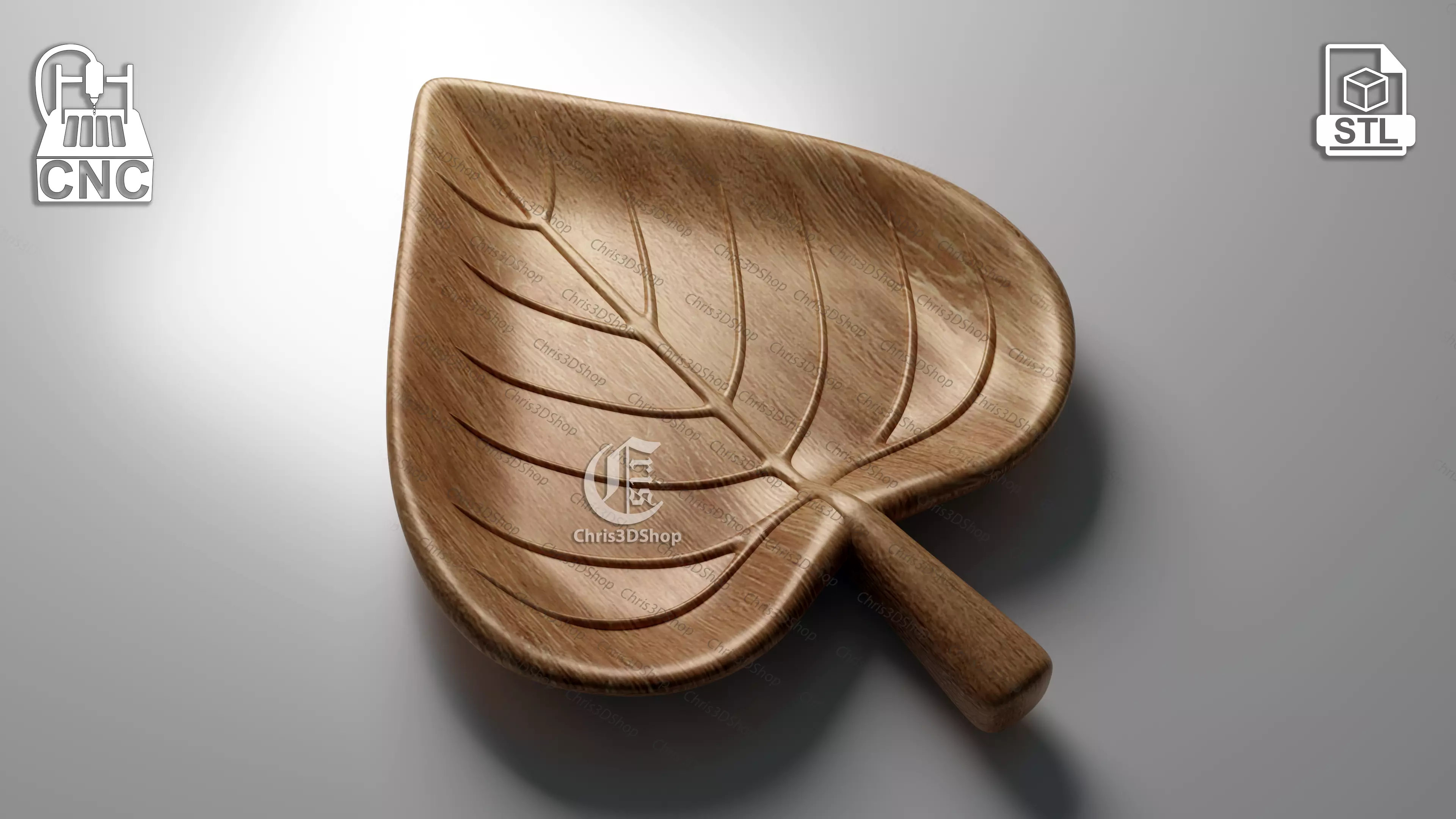3D STL Files for CNC and 3D Printer - Leaf Shaped Tray 3D model