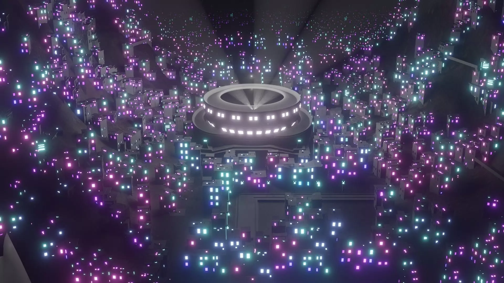 Vibrant Futuristic City Low-poly 3D model