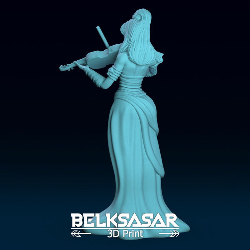 Girl Bard Necromancer Topless 3D print model_3