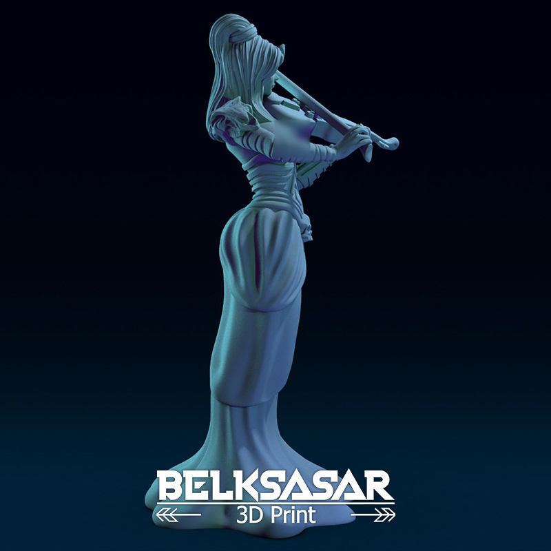 Girl Bard Necromancer Topless 3D print model_6