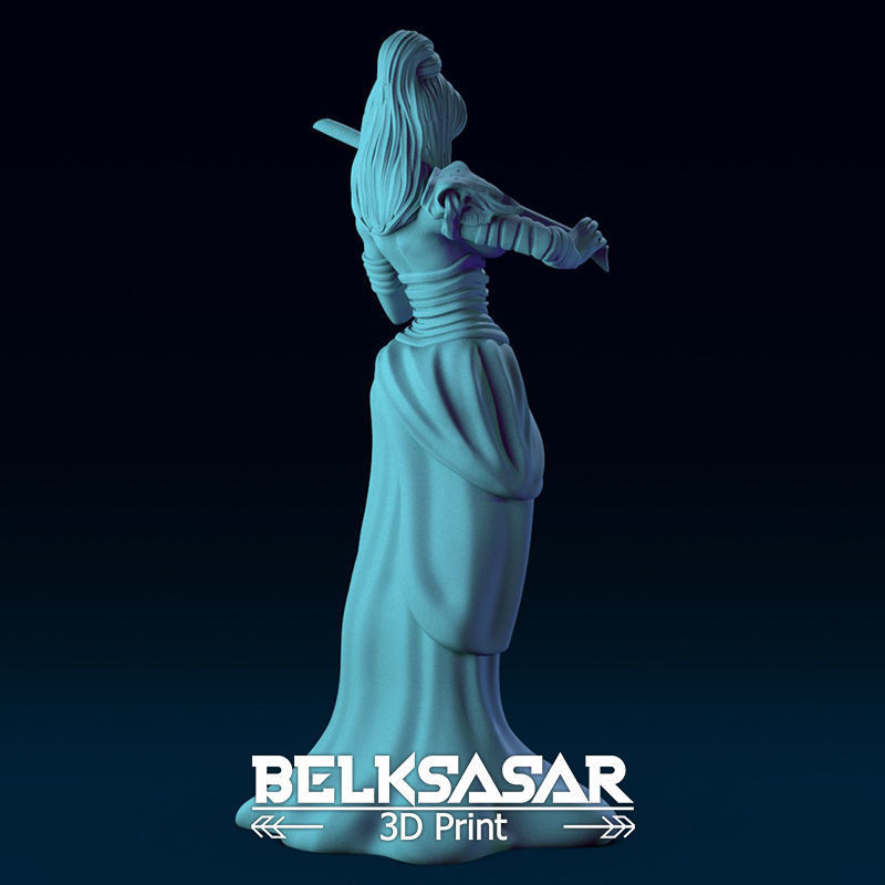Girl Bard Necromancer Topless 3D print model_5