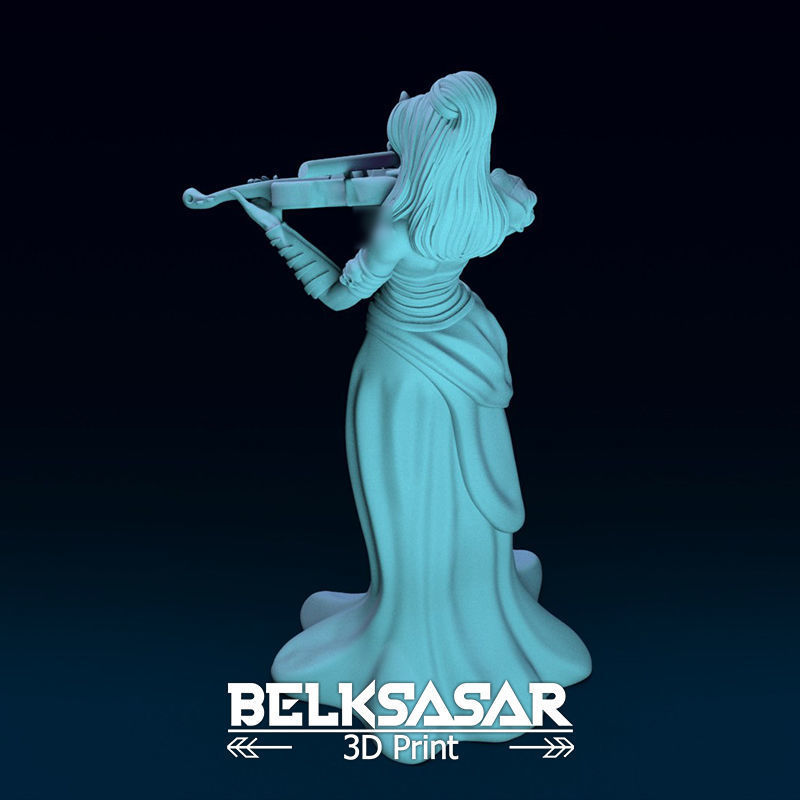 Girl Bard Necromancer Topless 3D print model_16