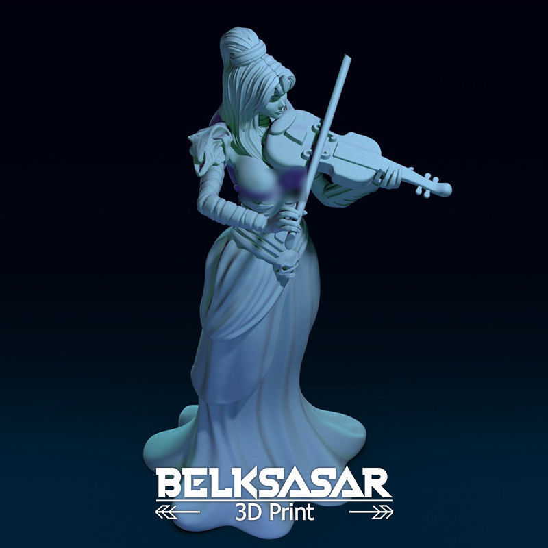 Girl Bard Necromancer Topless 3D print model_14