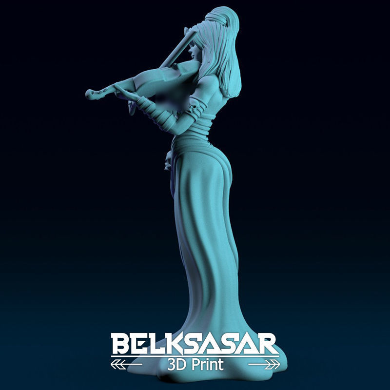 Girl Bard Necromancer Topless 3D print model_2