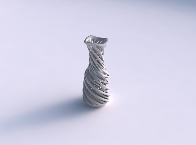 Vase thin neck with intertwining lines very twisted wavy
