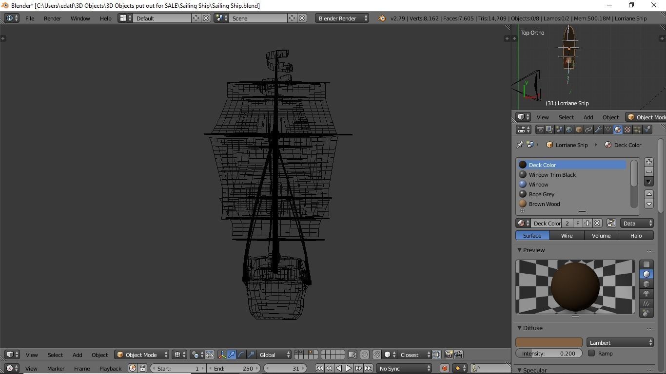 Sailing Ship Low-poly 3D model_6