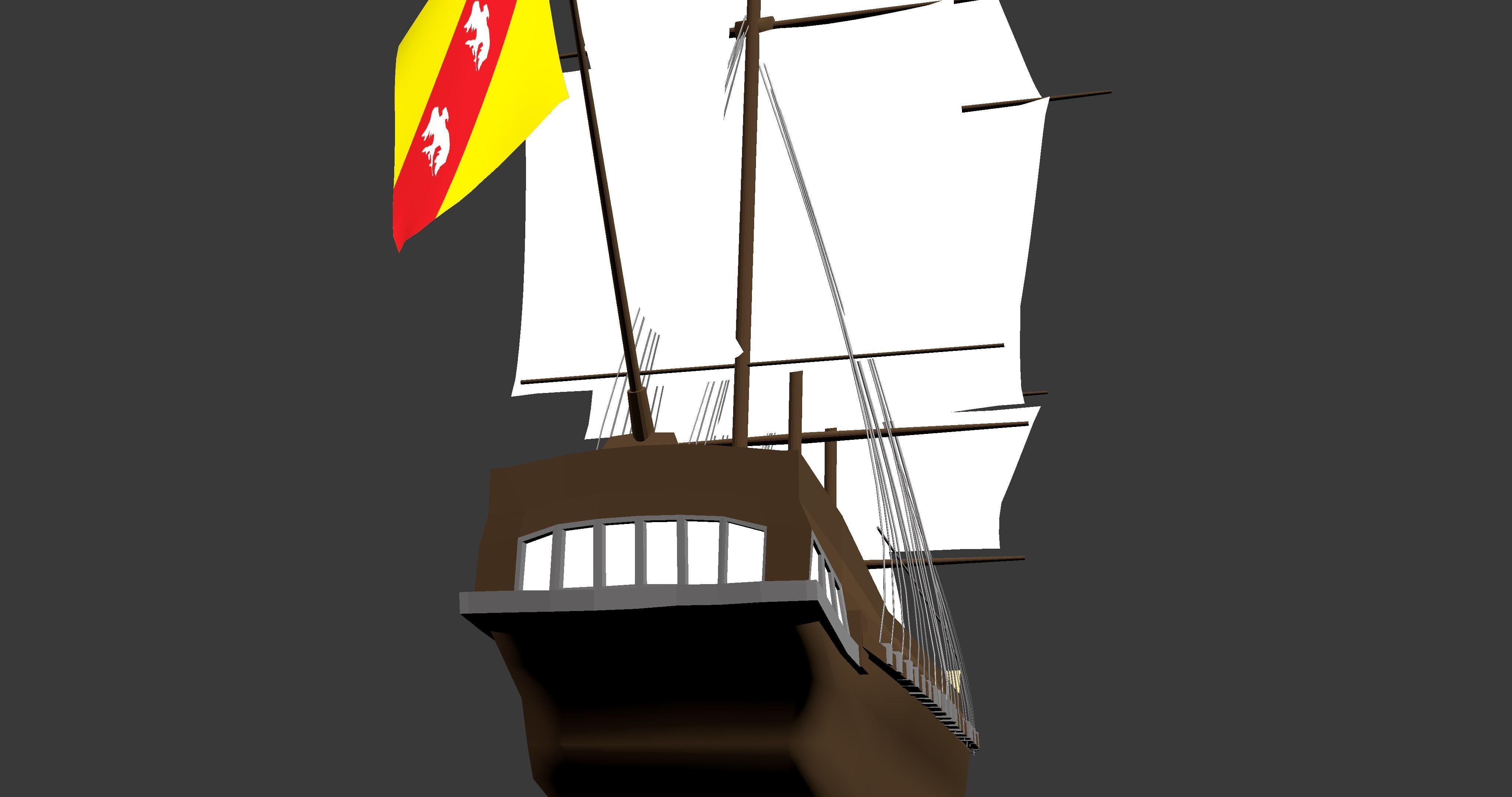 Sailing Ship Low-poly 3D model_4