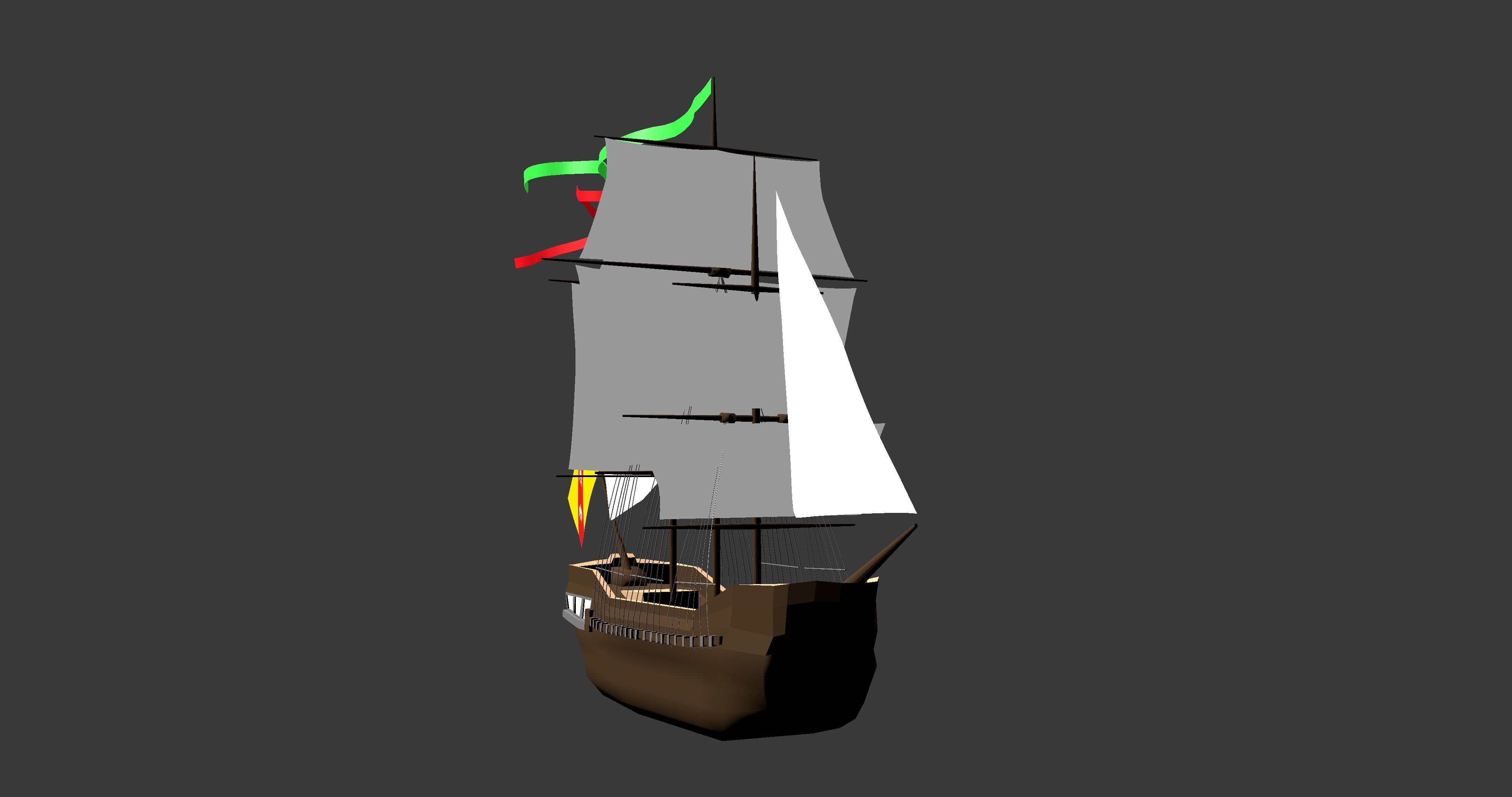 Sailing Ship Low-poly 3D model_1