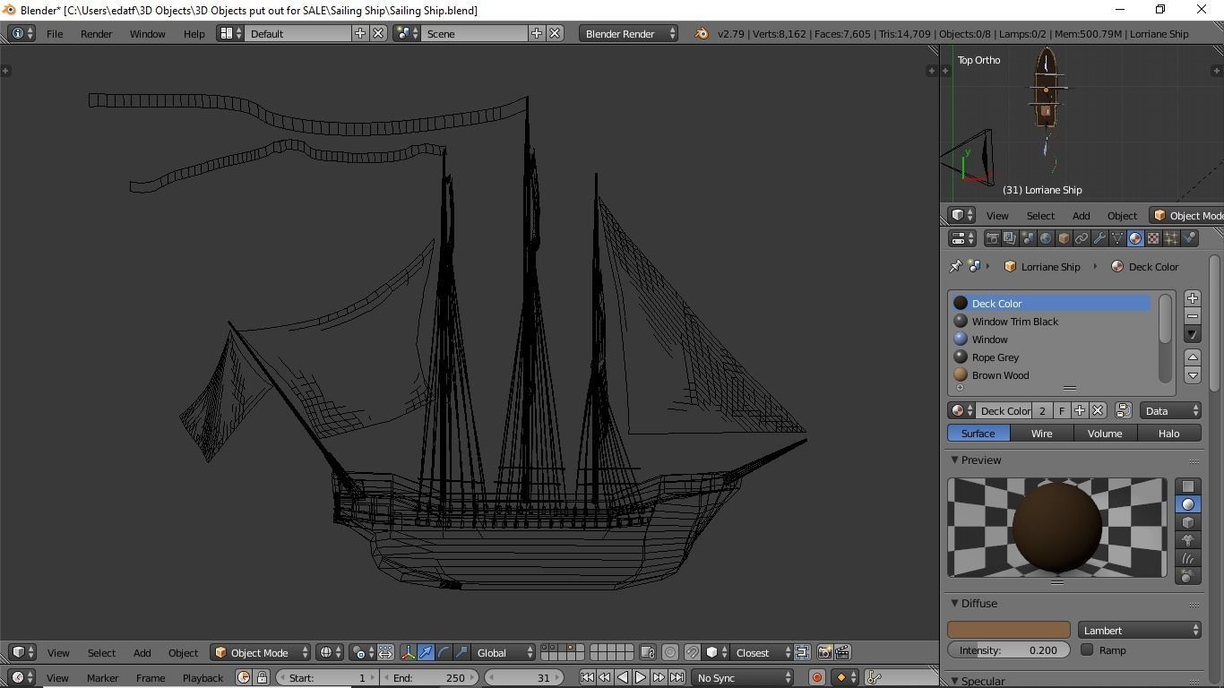 Sailing Ship Low-poly 3D model_5