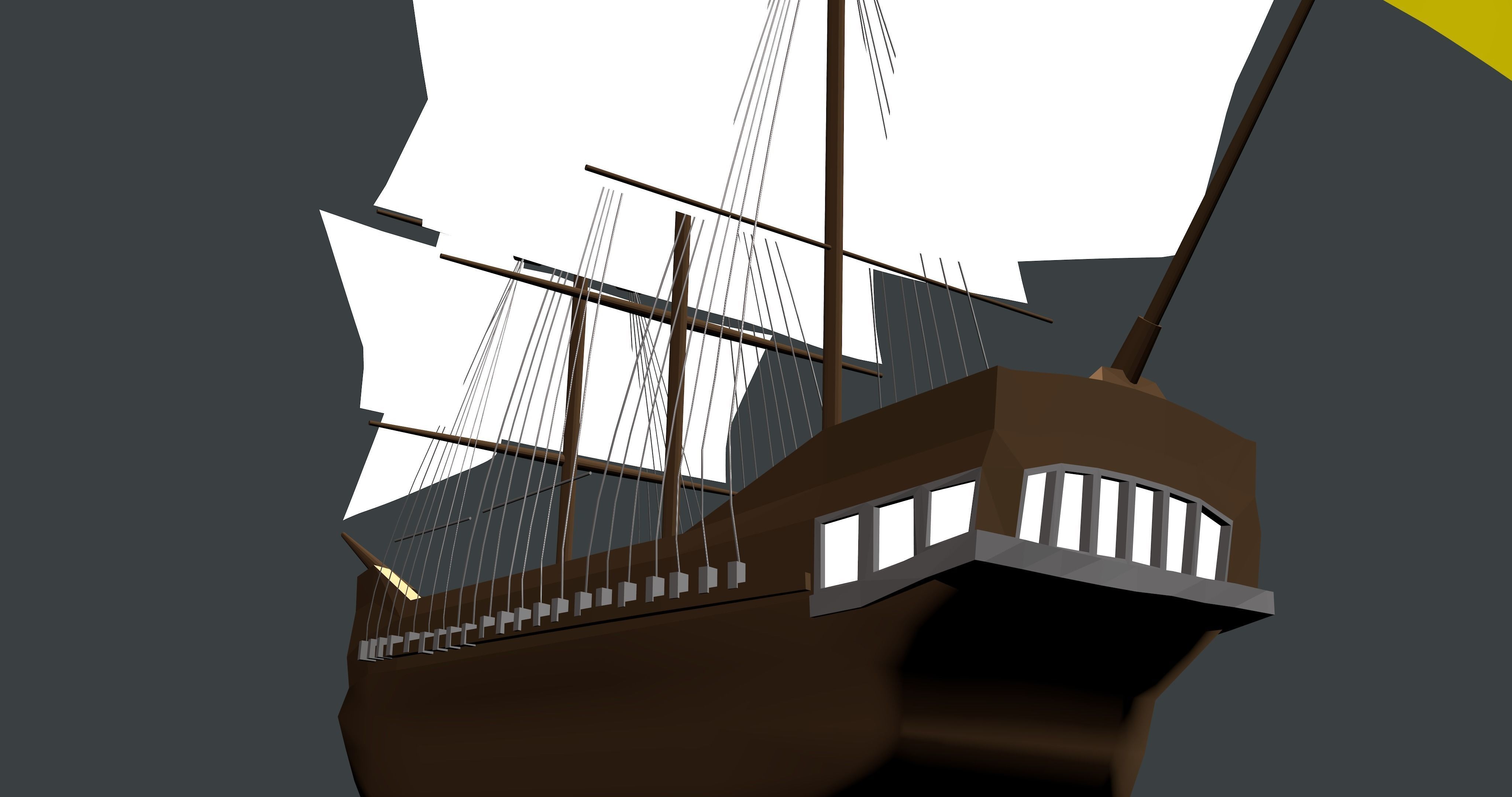Sailing Ship Low-poly 3D model_3