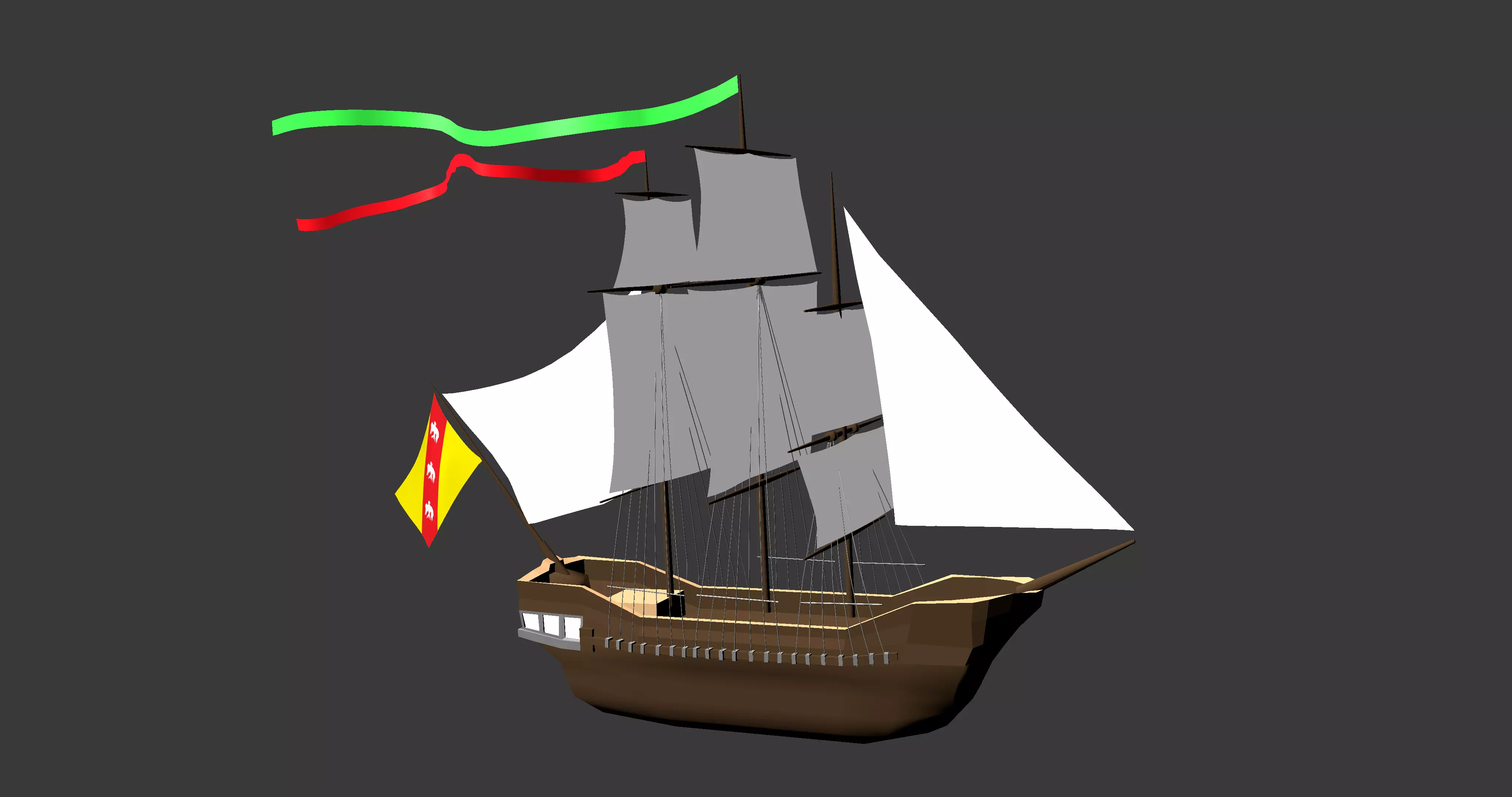 Sailing Ship Low-poly 3D model_0