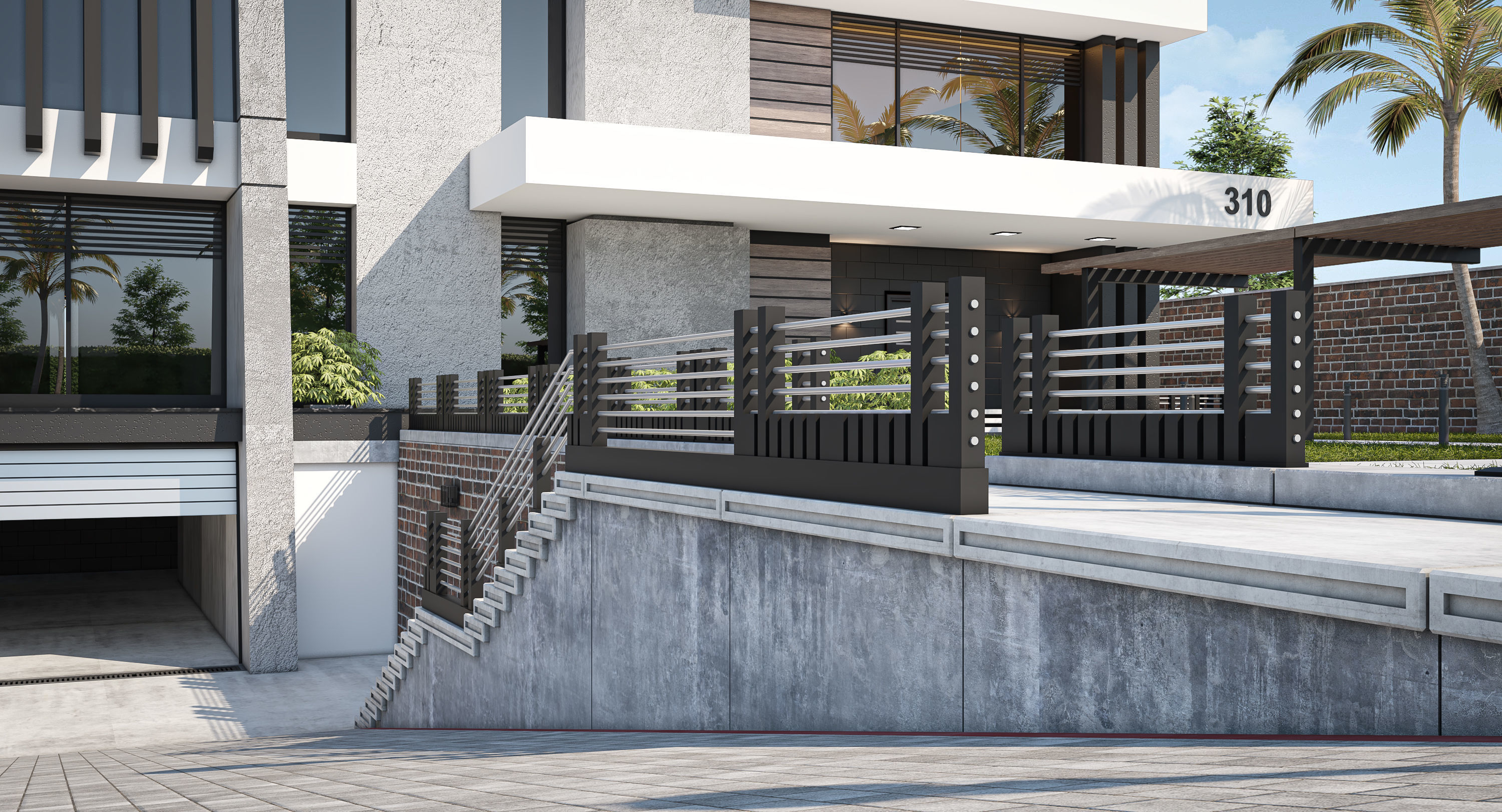 Modern House 01 - villa 3D model 3D model Free 3D model_7