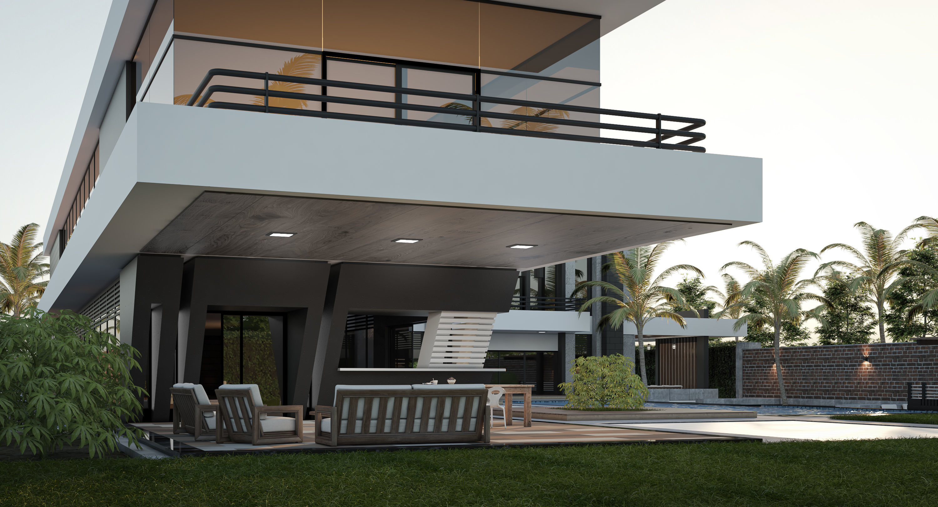 Modern House 01 - villa 3D model 3D model Free 3D model_1