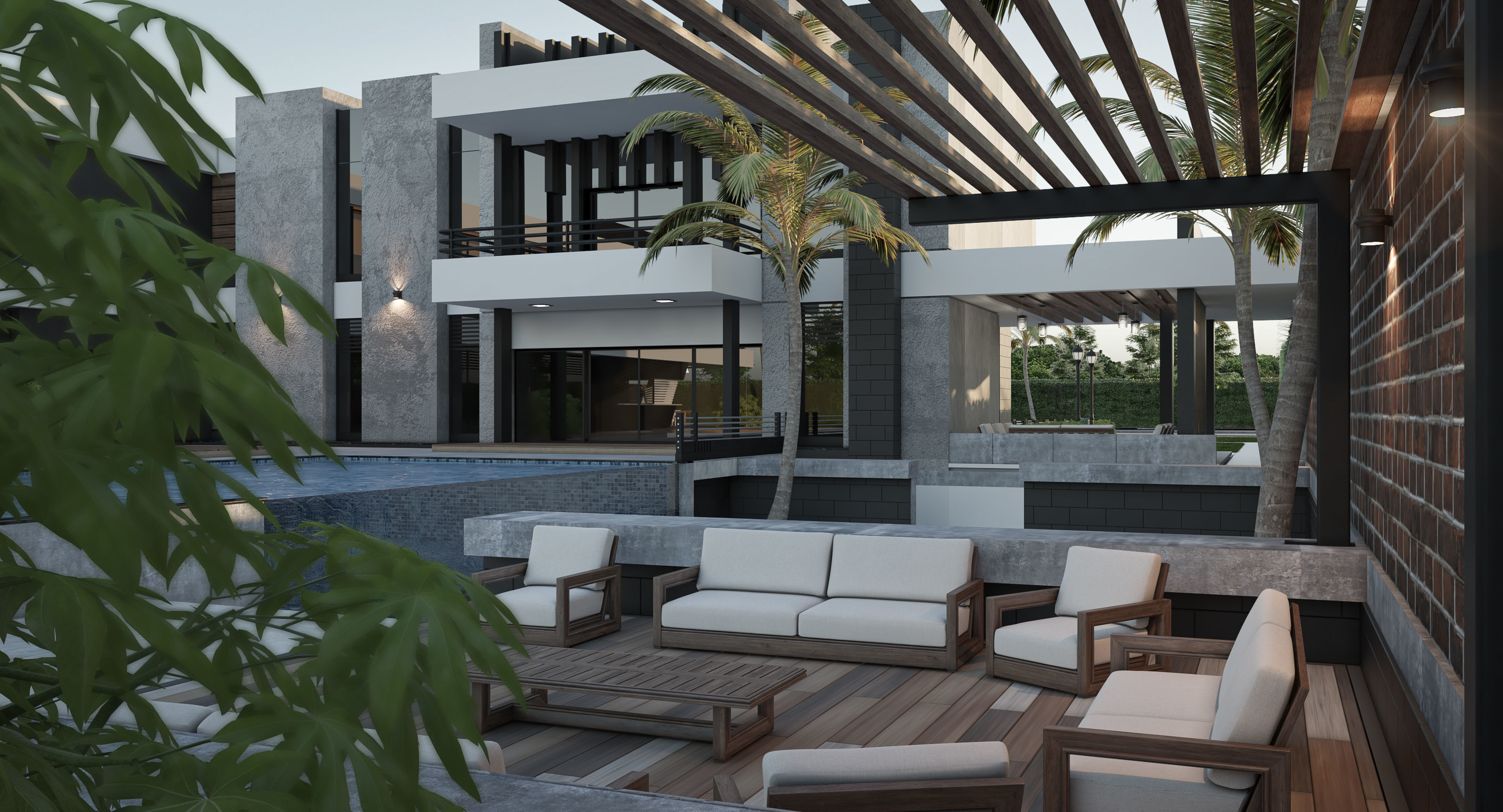 Modern House 01 - villa 3D model 3D model Free 3D model_3