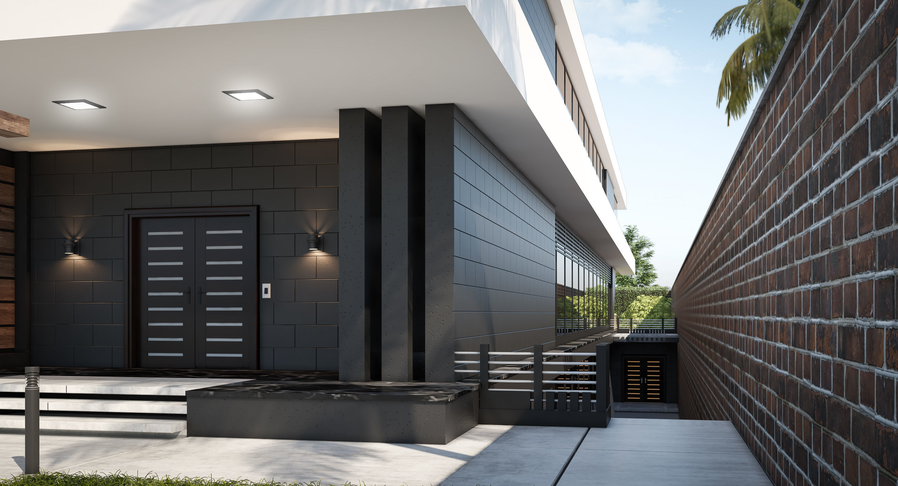 Modern House 01 - villa 3D model 3D model Free 3D model_5