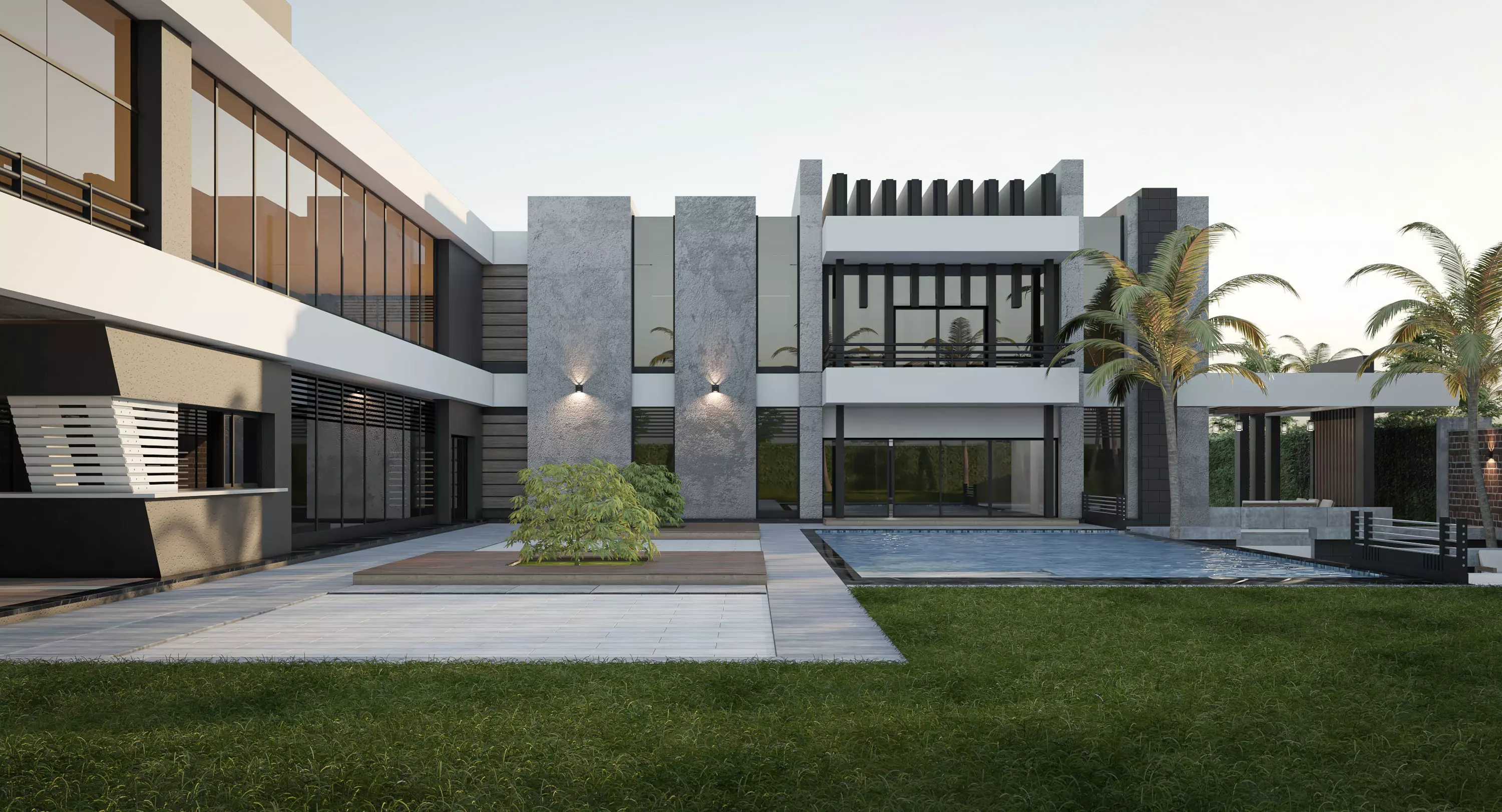 Modern House 01 - villa 3D model 3D model Free 3D model_0