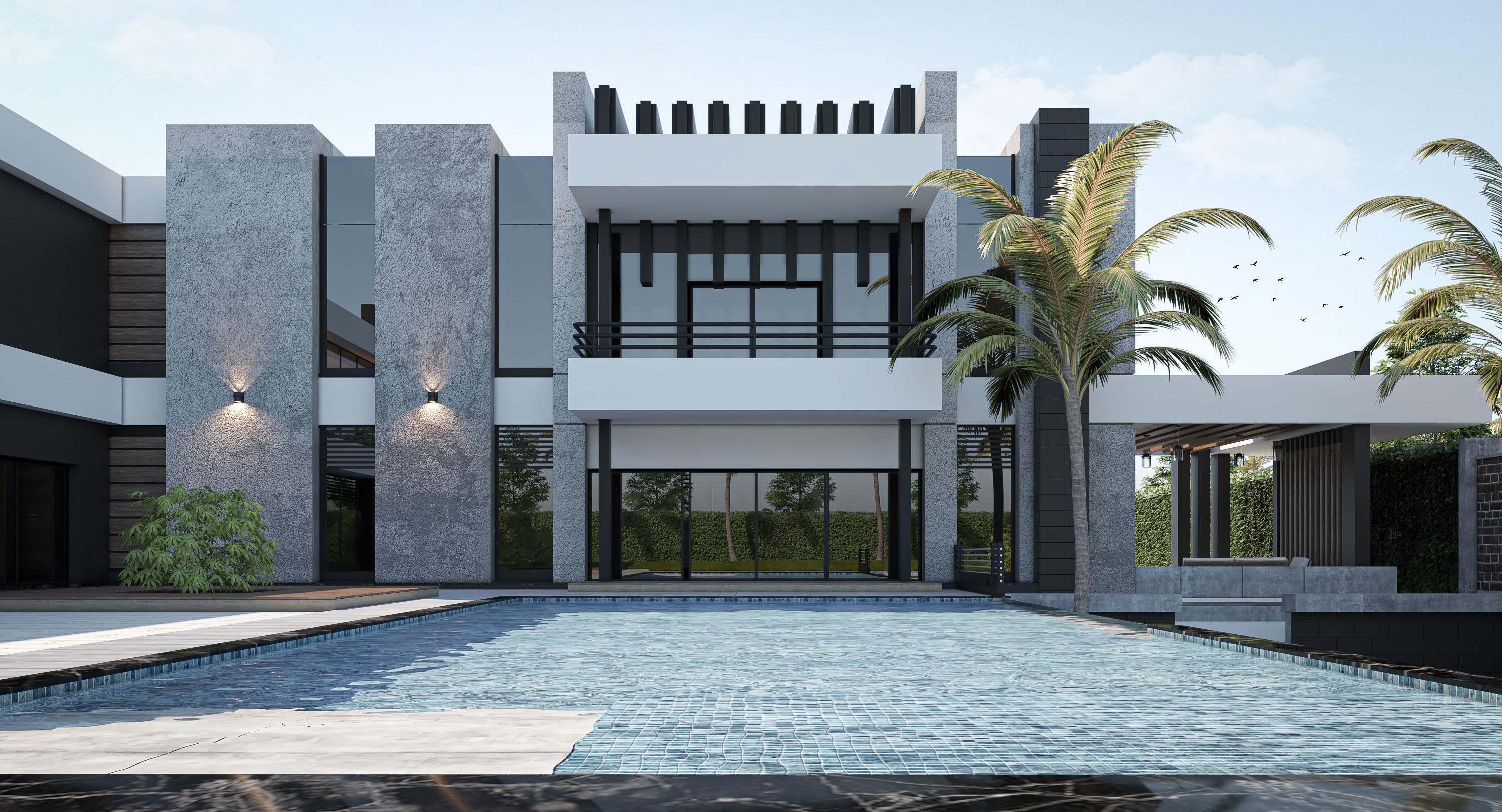 Modern House 01 - villa 3D model 3D model Free 3D model_9