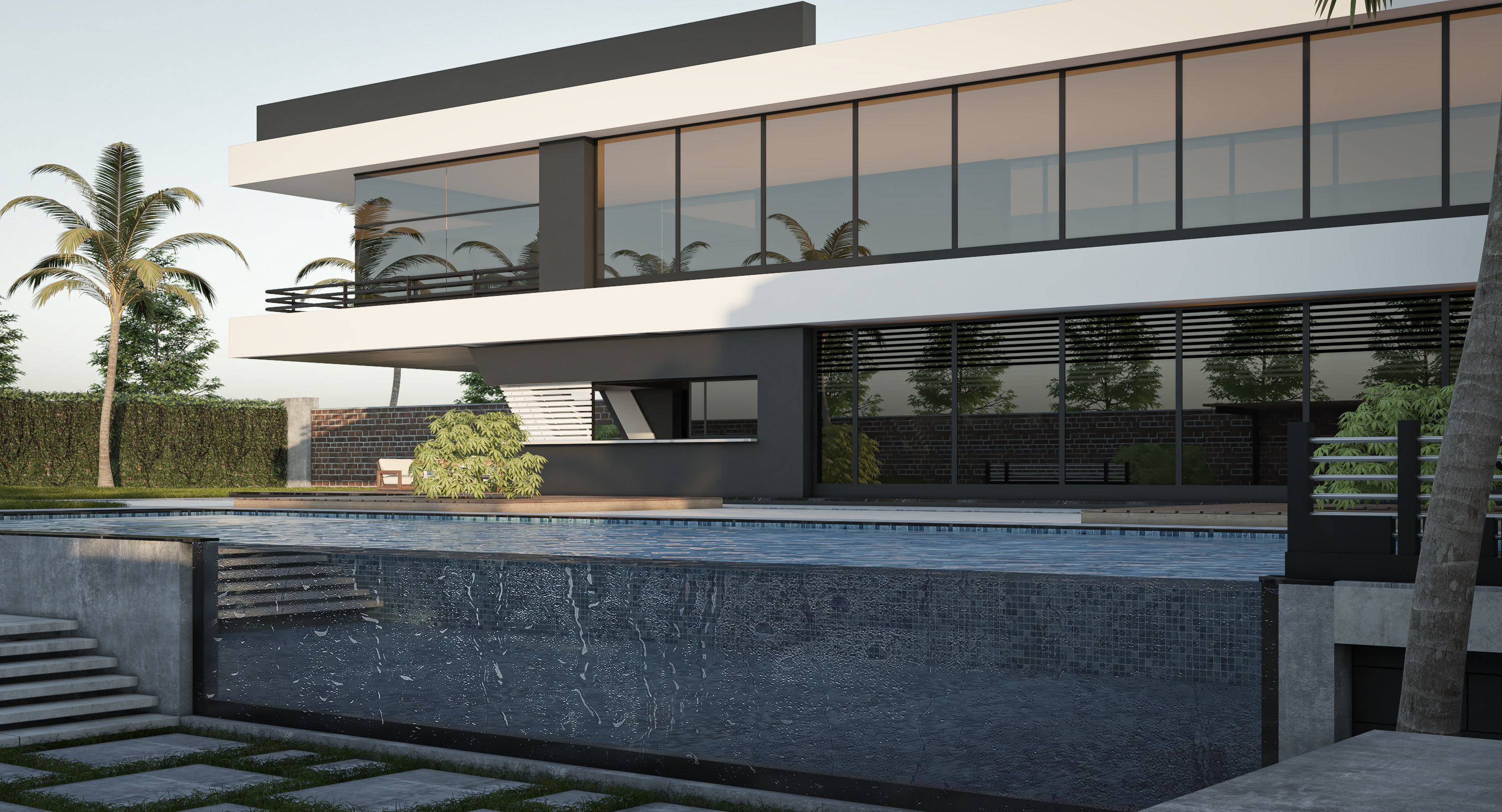 Modern House 01 - villa 3D model 3D model Free 3D model_10